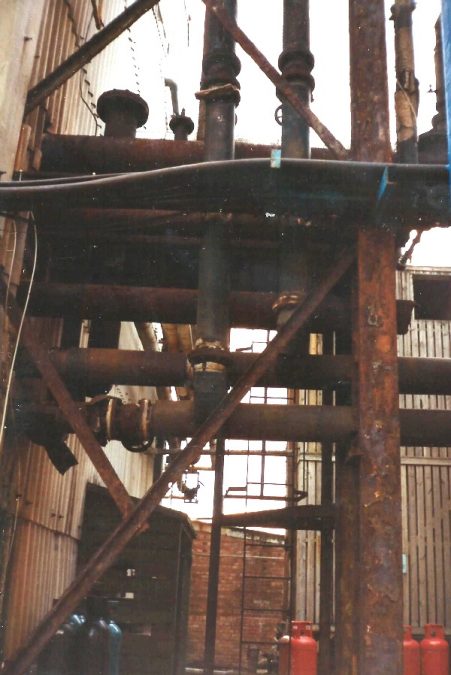 Power station steelwork in Northern Ireland before treatment