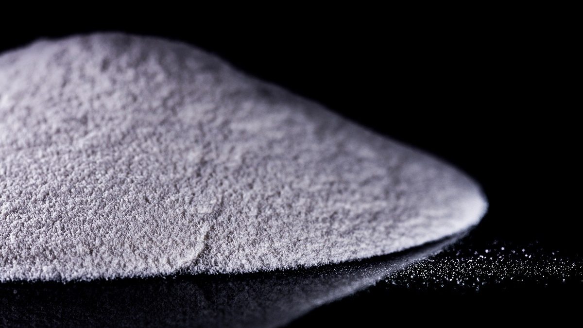 Coathylene white powder on black background