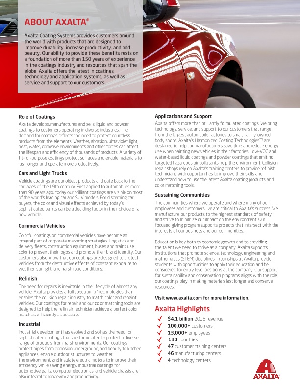 Axalta innovation flyer